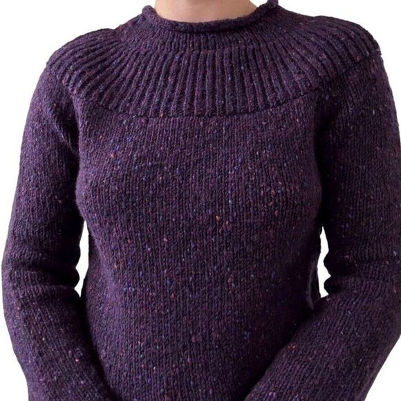 Vintage NWT Fisherman Purple Wool Donegal Fleck Chunky Irish Winter Sweater sz S - Picture 4 of 7
